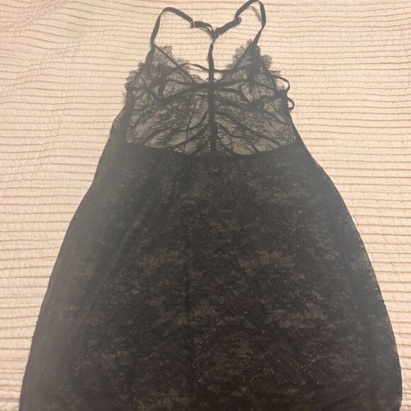 Victoria's Secret Other - Victoria's Secret Lace Black Lingerie Strappy Back Dress Size Small